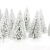 10pcs Model Pine Trees Miniature White Snow Trees Winter Forest Train Railway War Game Layout Landscape Diorama Scenery OO Scale 1