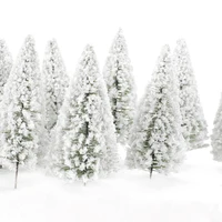 10pcs Model Pine Trees Miniature White Snow Trees Winter Forest Train Railway War Game Layout Landscape Diorama Scenery OO Scale 1
