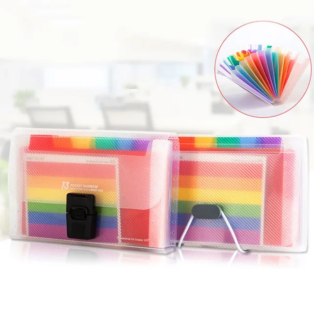 A6 Plastic Portable File Folder 13-Layer Extension Document Bag Bill Pouch Receipt Sorting Organizer Storage Bag Office Supplies 5