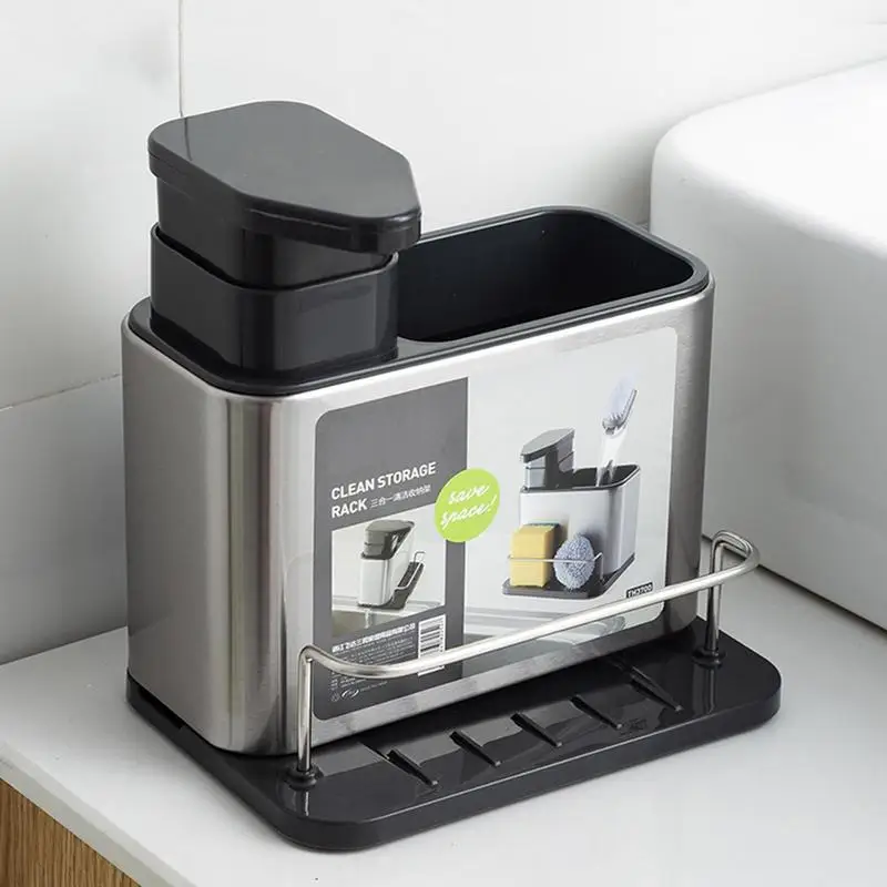 aco inoxidavel sink organizer 3 em 1 cozinha saboneteira 01