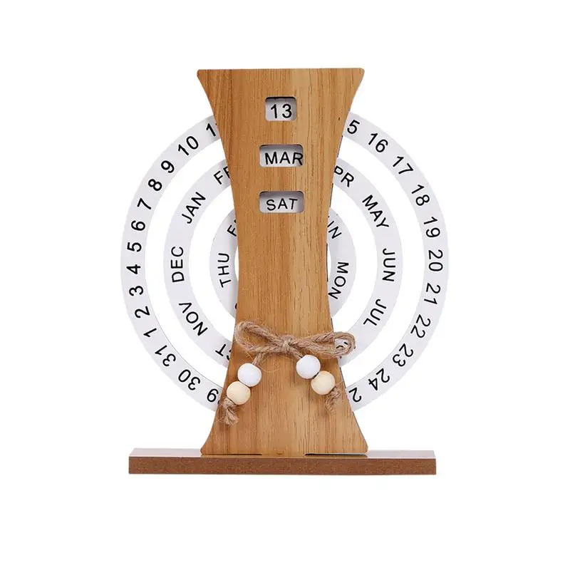 

Wooden Perpetual Calendar Reusable Time Record Card Disk Calendar Perpetual Desk Decoration Wooden Aesthetic Desk Decor For Home