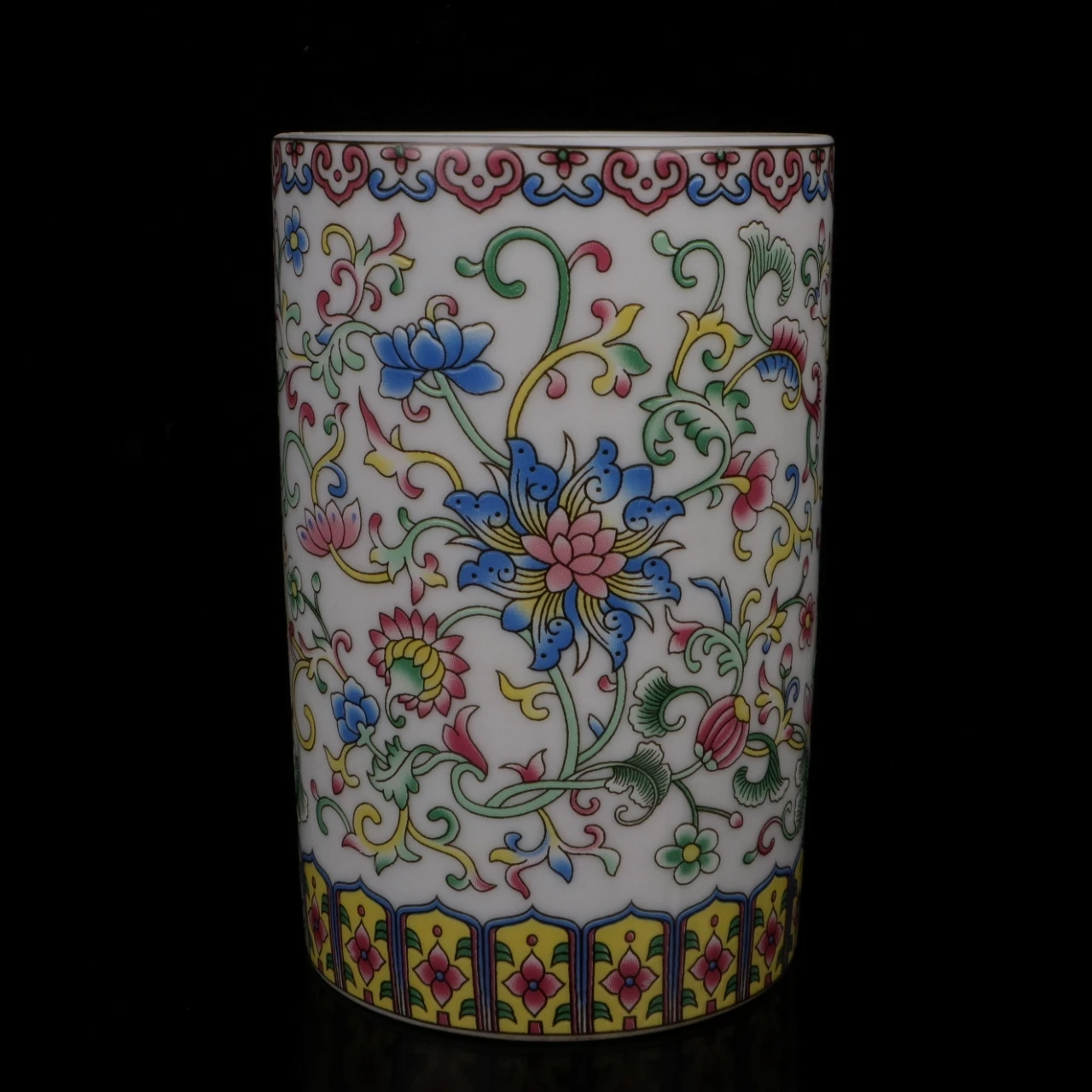 

Jingdezhen белая глазурованная эмаль цветной цветок держатель для ручек античное фарфоровое украшение
