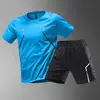 Summer Men Sets New Quick Dry Breathable Gym Clothing Training Short Sleeve Tops Shorts Suit Outdoor Daily Leisure Two-Piece Set 3