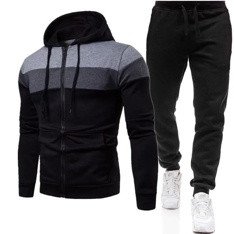 Negro - Conjunto de Ropa Deportiva para Entrenamiento para Hombres