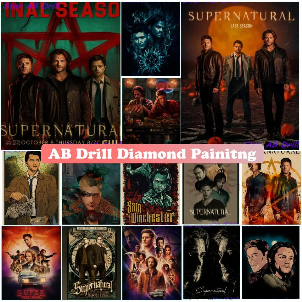 

TV Show Supernatural 5D Diamond Mosaic Art Painting Kit Embroidery AB Drill Wall Sticker Cross Stitch Handmade Puzzle Home Decor