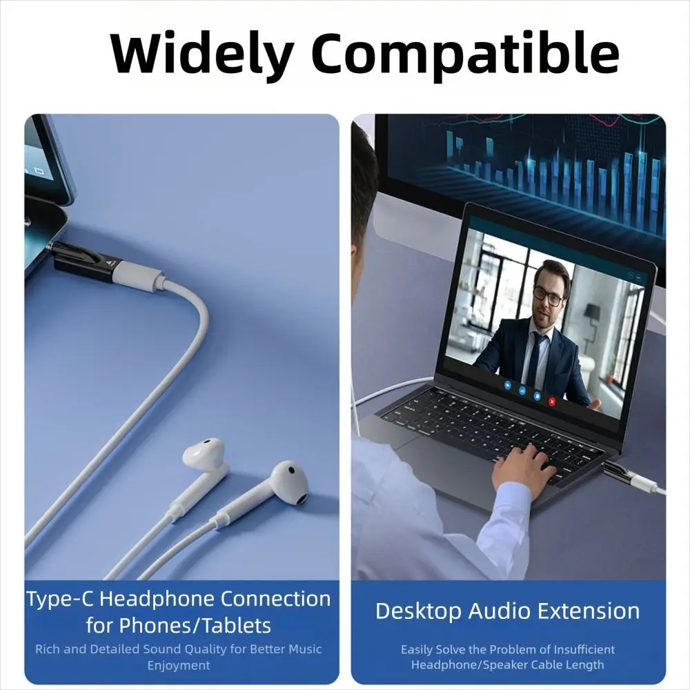 Universal HiFi Audio USB-C to 3.5mm Adapter - Plug & Play