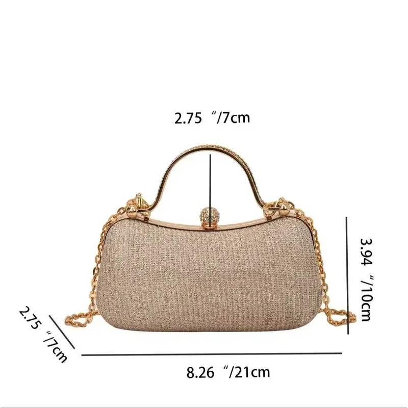 Vintage Chain Evening Bag Women's Dinner Party Clutch Purse Adjustable Shoulder Strap Crossbody Underarm Bag Formal Handbag