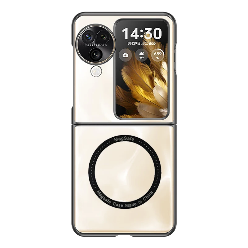 Luxury Magnetic For Magsafe Wireless Charging Phone Case For OPPO Find N3 N3Flip Transparent Hard Pc Shockproof Cover N3Flip