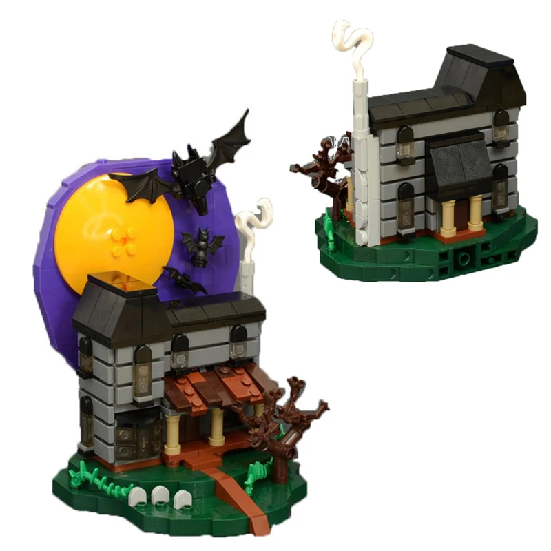 Moc Halloween Bat Haunted House Creative Soul Ghost House Scene Building Blocks Mattoni Giocattoli Regali Per Bambini Compatibili Con Lego