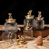 Golden Animal Decorative Storage Jar Sealed Glass Jars Spice Organizer Can Candy Container Dried Fruit Organizer Tea Canister 3
