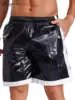 Mens Wet Look Boxer Shorts Drawstring Elastic Waist Pockets Waterproof Beach Shorts Swimming Trunks Loose Fit Short Pants Club 1