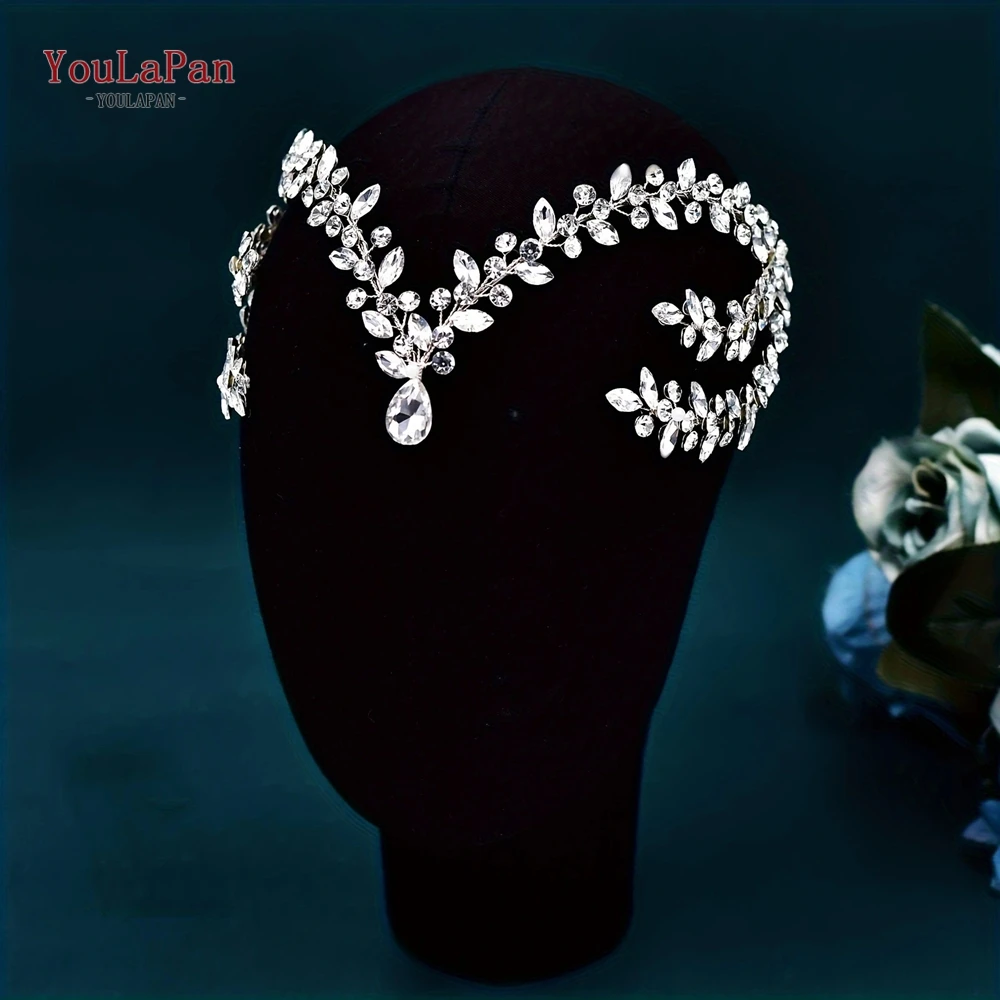 YouLaPan Hochzeit Braut Strass Stirnband Stirn Dekoration Braut Kopfschmuck Frau Bankett Party Wasser Tropfen Kopfbedeckung HP599 – Detail 5