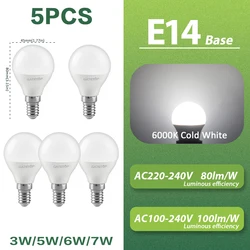 Eco - Friendly LED G45 E14 Light Bulbs - 5 - Pack, Non - Flicker, Energy Efficient Lamp (AC100 - 240V)