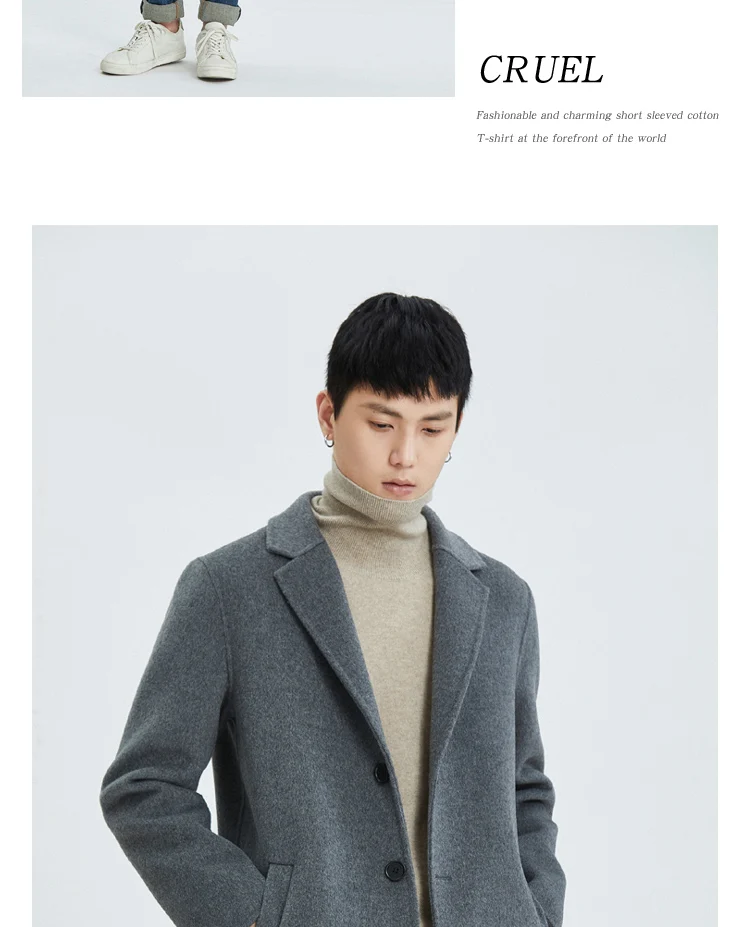 Doppelseitiger Wollmantel aus 100 % reiner Wolle für Herren, langer High-End-Anzug, lässige Business-Trenchcoat-Jacke für Herren – Detail 20