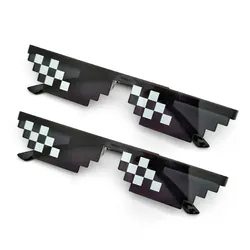 Set of 2 Vintage Pixelated Mosaic Sunglasses - Fun Party Eyewear (2PCS)