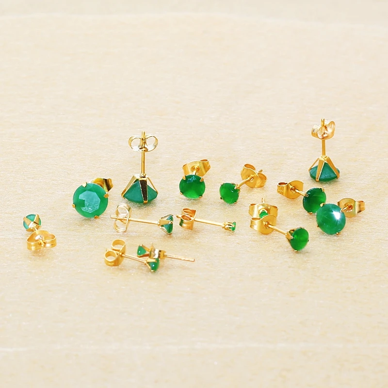 Ohrstecker aus 316l-Edelstahl mit grünen Vintage-Glassteinen, IP-Beschichtung, kein Verblassen, allergiefrei, hochwertiger Schmuck, Geschenk – Detail 11