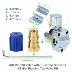 A/C Retrofit Valve & BPV31 Bullet Piercing Tap Kit For R12 R22 R134A AP4502525 BPV31D GPV14