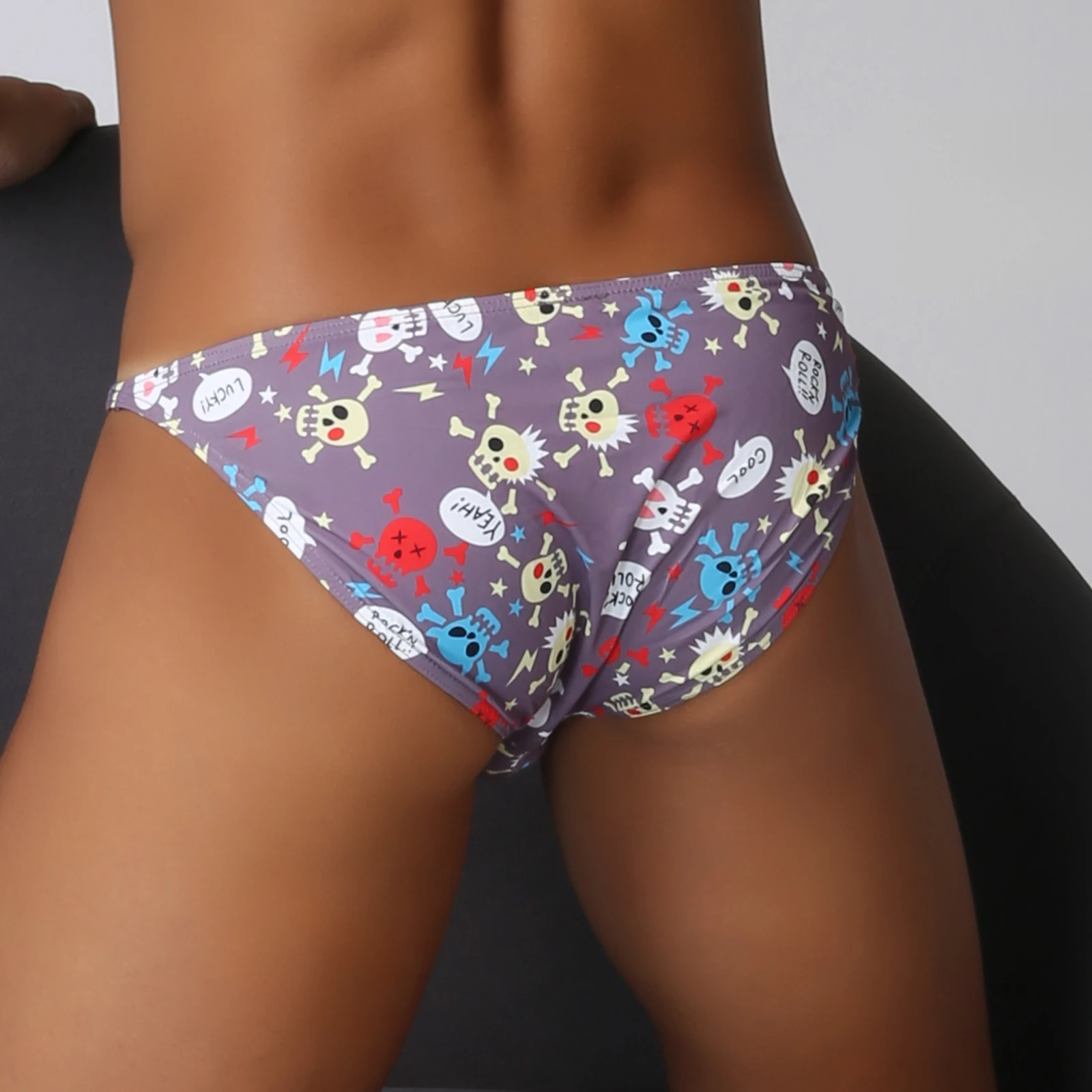 Männer Bademode Maillot De Bain Schwimmen Briefs Bikini Sexy Mann Badehose Badeanzug Surf Beachwear Coole Lustige Schädel Druck – Detail 11