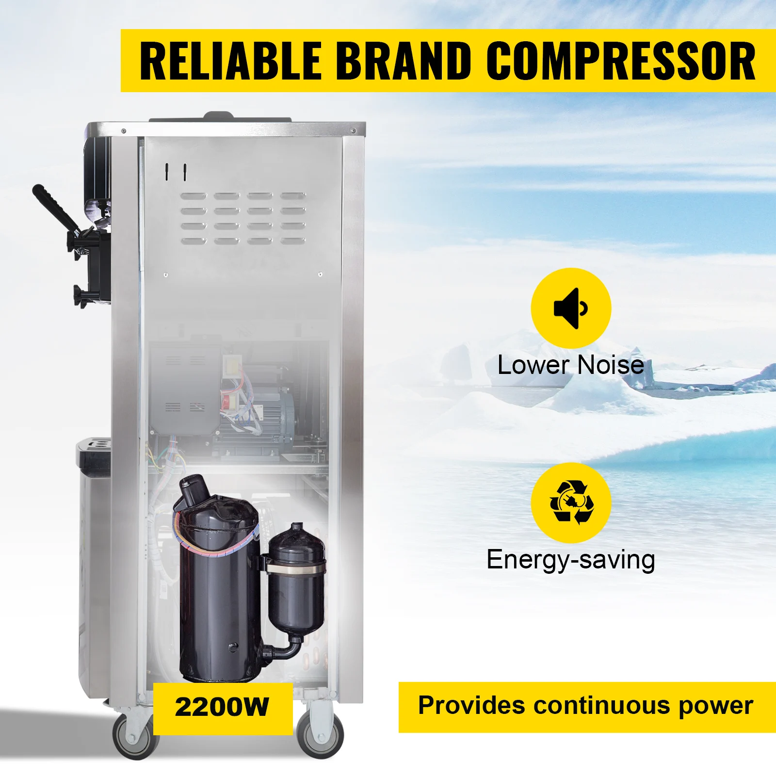 SIHAO Kommerzielle Softeis-Maschine 2200W 20-28L/H mit Doppel-6L-Behältern und Ein-Klick-Reinigung für Schulen und Imbissbuden – Detail 6