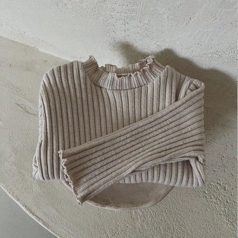 Autumn Winter New Baby Long Sleeve T Shirts Solid Kids Robbed T Shirts Infant Girl Borroming Baby Boy Cotton Casual Tops