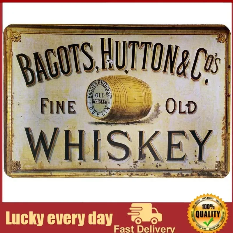 

Curteny Vintage Metal Tin Sign Bagots,Hutton Fine Old Whiskey Retro Vintage Tin Sign Wall Poster Plaque for Home Kitchen Bar Pub