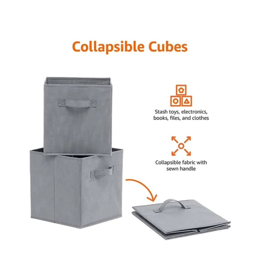 Fold Non Woven Fabric Storage Box Gray Home Supplies Clothing Underwear Sock And Kid Toy Storage Organizer Cosmetics 3