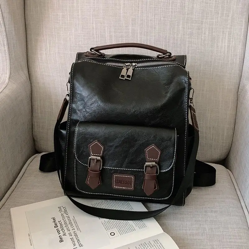 Richme Vintage Maillard Backpacks Women 2024 New Trend Large Capacity Students Casual Daily Bolsa Feminina College PU Bag Female 6