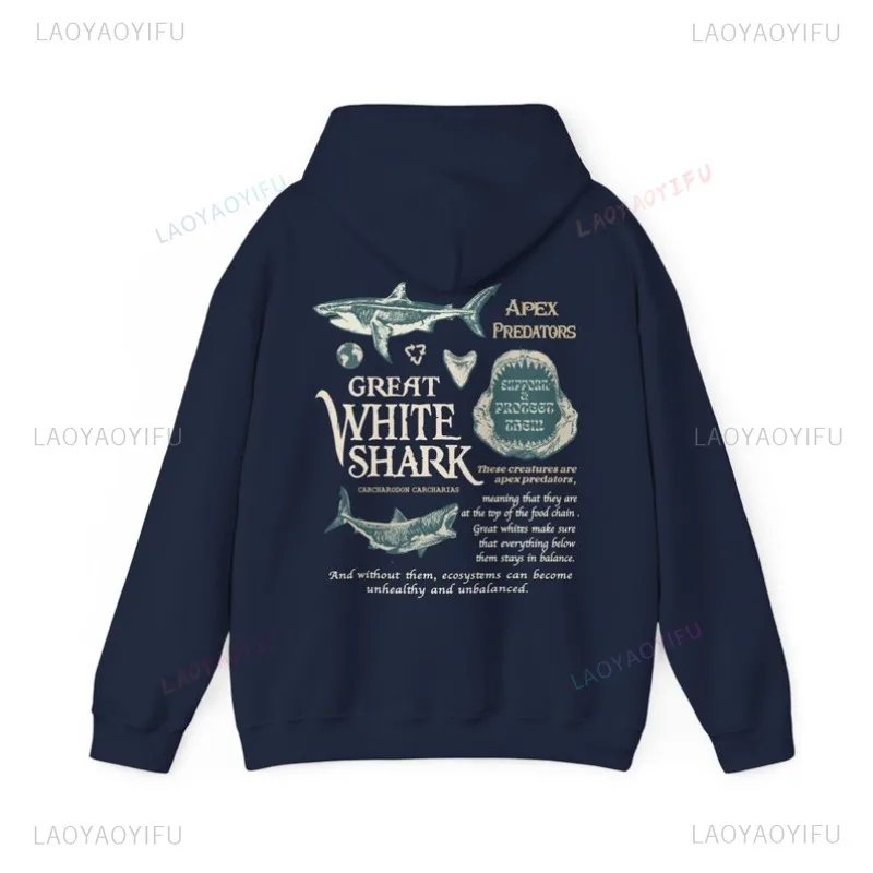 Great White Shark Hoodie Shark Sweatshirt Shark Conservation Hoody Marine Biologist Hoodie Unisex Shark Winter Clothes Women