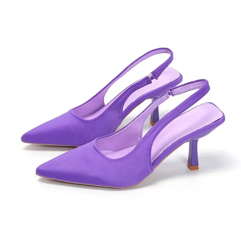 Women Rhinestone High Heels Woman Pumps Heeled Sandals Fashion Female Stiletto Slingback Pointe Weddings Bridal