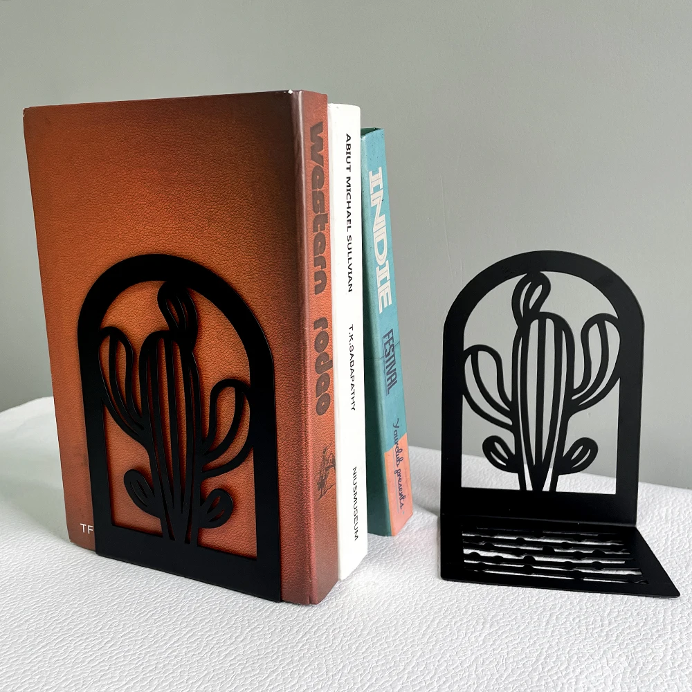 Cacti Book Ends Heavy Duty Metal Bookends Office Desktop Home Bookshelf for Book Lovers Office supplies Book Rack 2