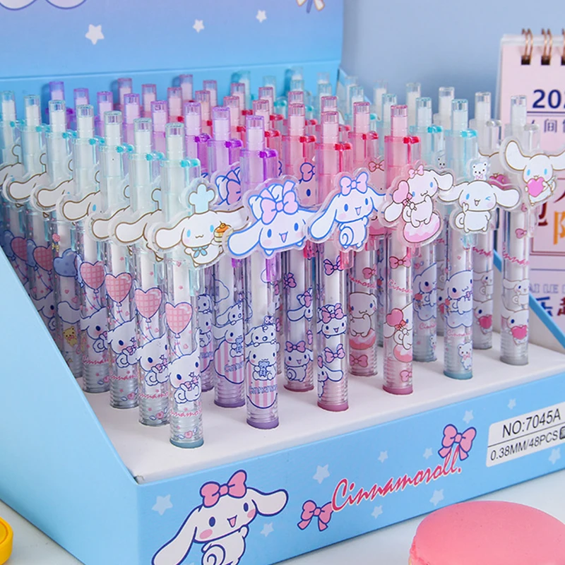 산리오 시나모롤헬로 쿠로미 백 투 스쿨 귀여운 펜 고정 용품 펜, 귀여운 펜 젤 펜, 어린이 선물, 팩당 6 개