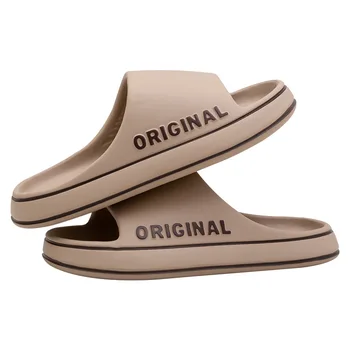 ⁦Shoes for Men Fashion Men Thick Sole Summer Beach Slides Bathroom Anti Slip Slippers Soft Sandals Ultra Light Letter Shoe⁩ – תמונה ⁦1⁩