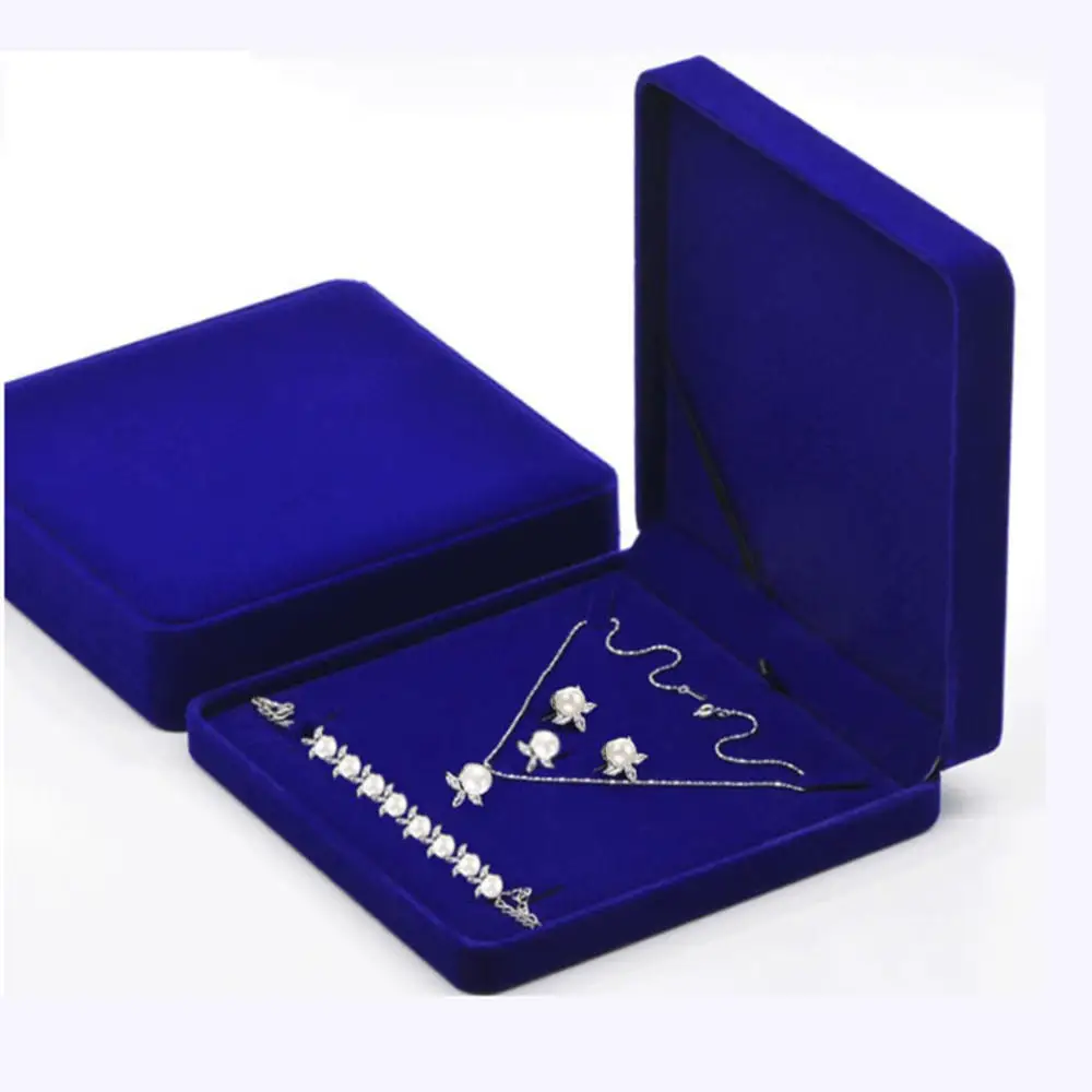Large Velvet Jewelry Set Box Big Necklace Ring Earring Pendant Gift ...