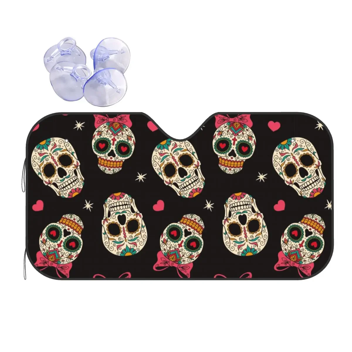 

Sugar Skull Funny Sunshade Windscreen 76x140cm Mexican Style Foils Car Sunshade Sunscreen Curtain