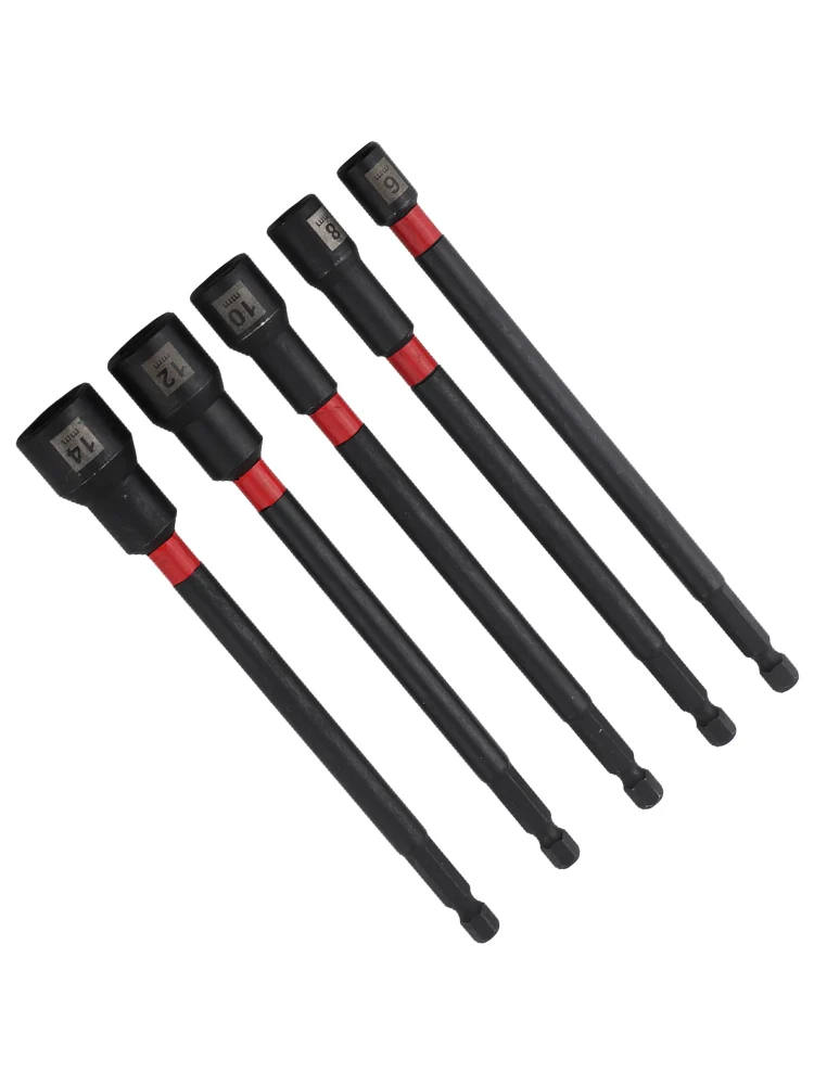 1/5PCS 6 Inch Magnetic Long Nut Driver For Impact Drill Hex Socket Adapter 8-14mm Extended Socket Wrench Power Tool – Detail 15