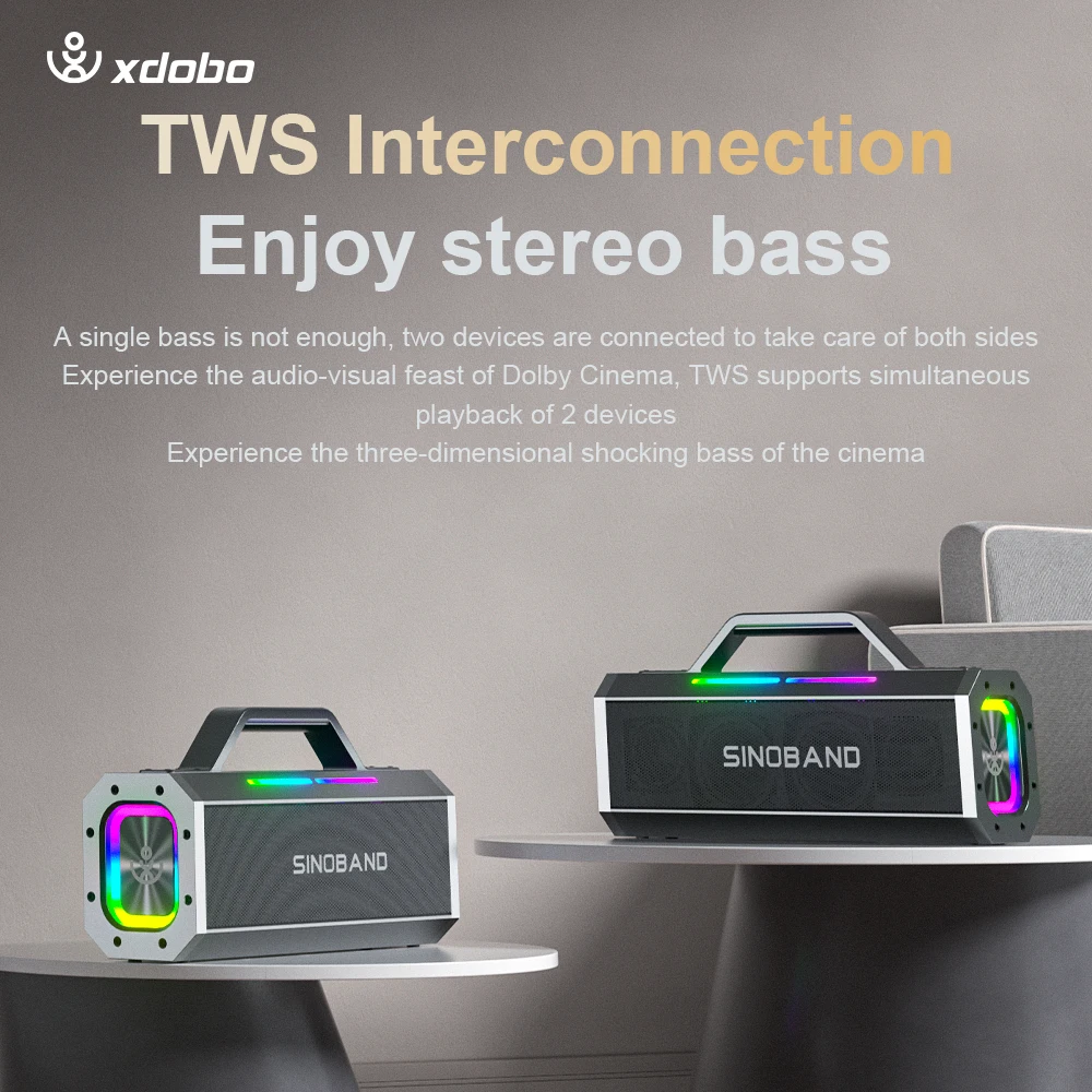 XDOBO 시노밴드 알프스 150W 휴대용 블루투스 스피커 마이크 내장 IPX5 방수 무선 노래방 스피커 파티 야외용