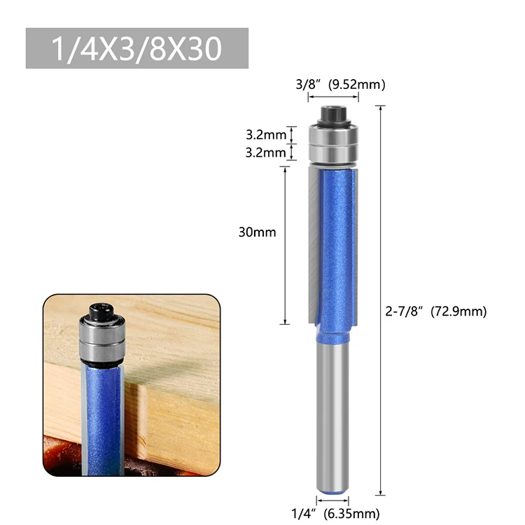 LAVIE 4PCS 1/4 6MM Schaft Doppel Lager Flush Trim Bit Router Bit Set Holz Fräser Für Holz bit Planfräser C06 – Detail 10