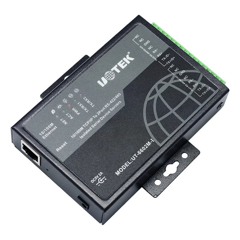 

UT-6602M-I сеть к 2 портам 485/422 защита от вспышки изоляция последовательный порт сервера 485 к сетевому порту