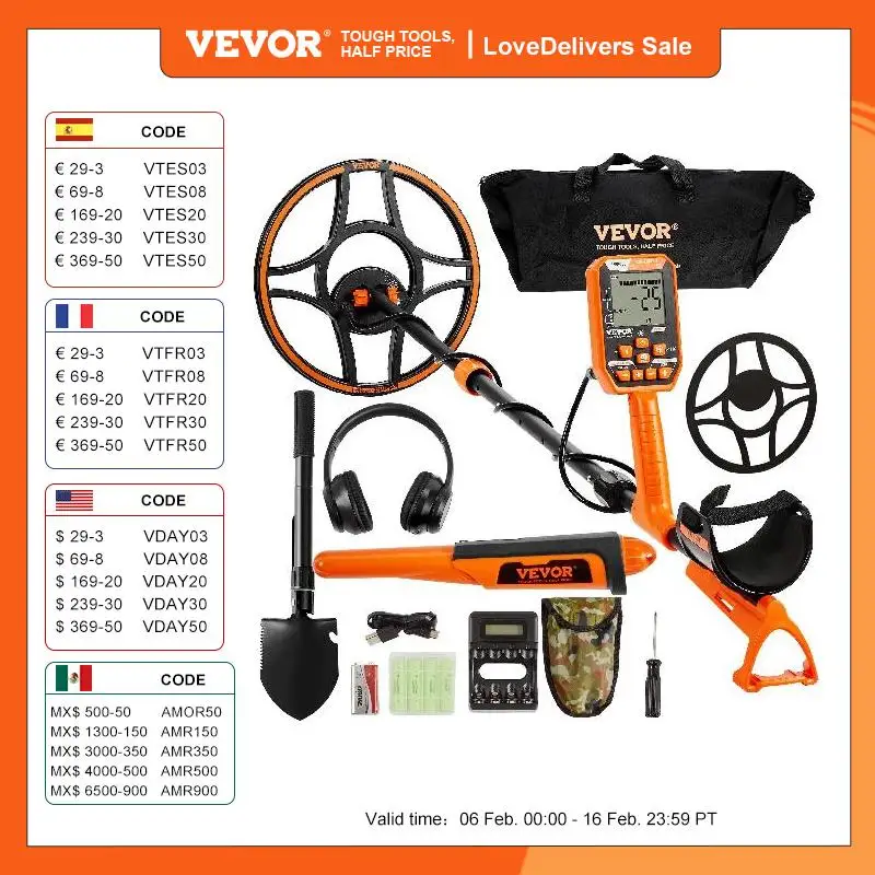 VEVOR Professional Rechargeable Metal Detector 12\