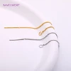 85mm Long Earwire 18K Gold Plating Brass Thin Chain Ear Thread with Open Jump Ring,Women Drop Dangle Earrings Findings Wholesale 5