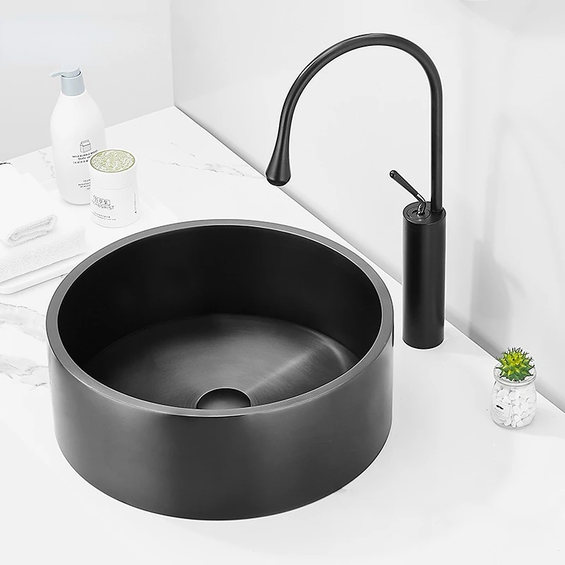 

Nordic black wash basin on the stage 304 stainless steel art