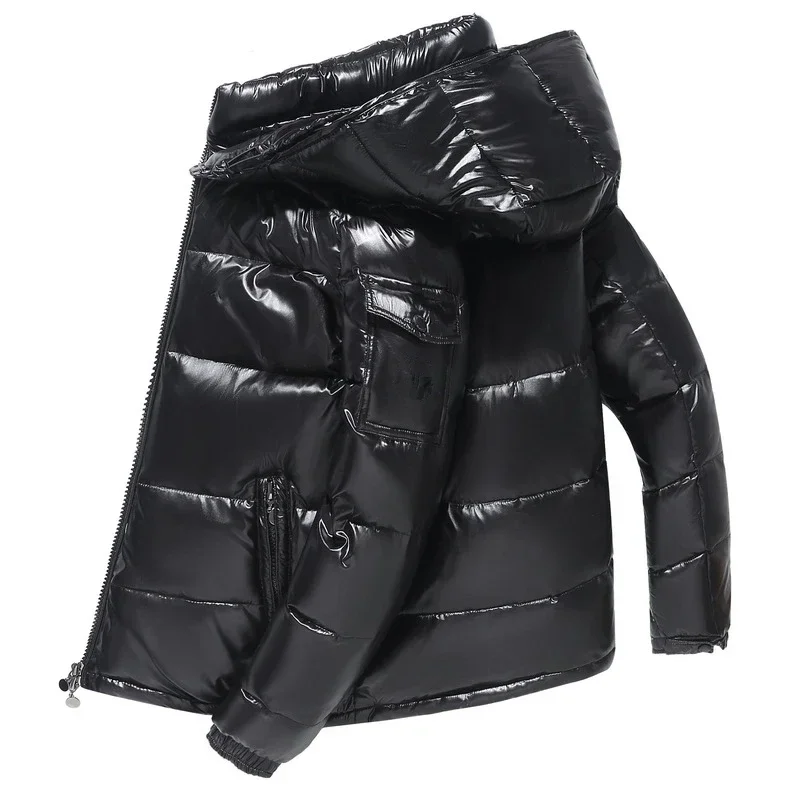 New Korean style glossy wash-free down jacket short couple fashion trend retro loose thickened white duck down winter jacket 2