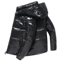New Korean style glossy wash-free down jacket short couple fashion trend retro loose thickened white duck down winter jacket 2