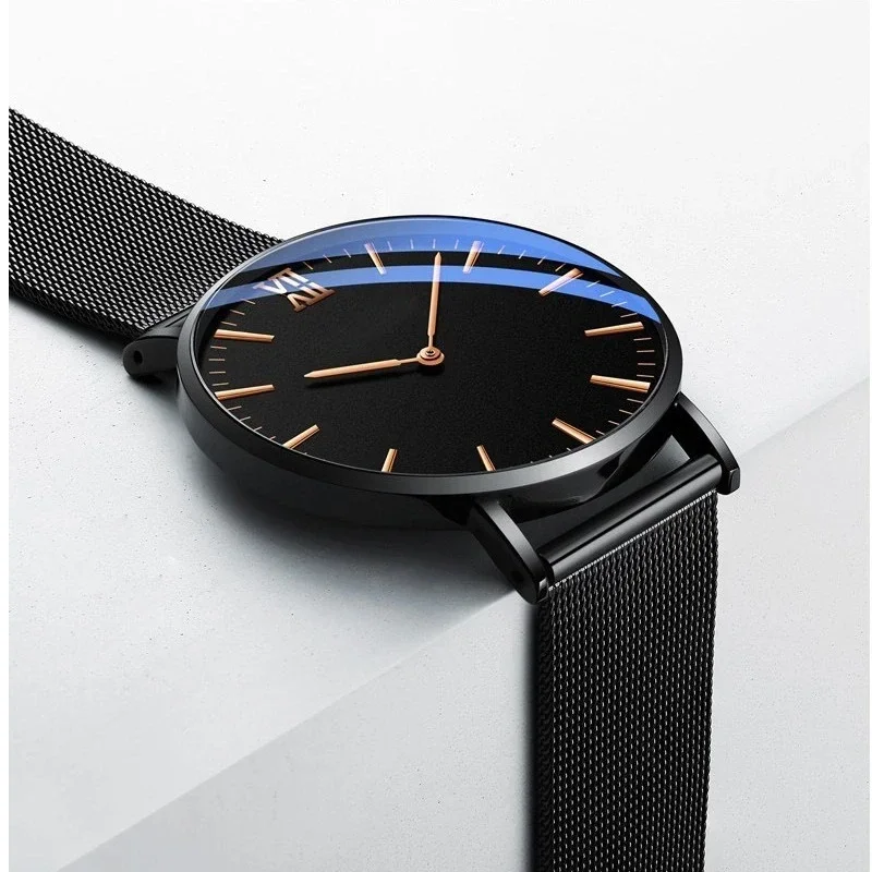 1 men's new ultra-thin fashion trend minimalist Roman mesh quartz watch suitable for daily matching
