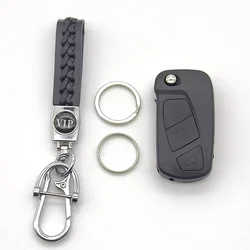 Cocolockey Folding Key Case Shell Fob - 3 - Button Remote Flip Car Key Cover Replacement - 5 Buttons (Shell withvipchain)