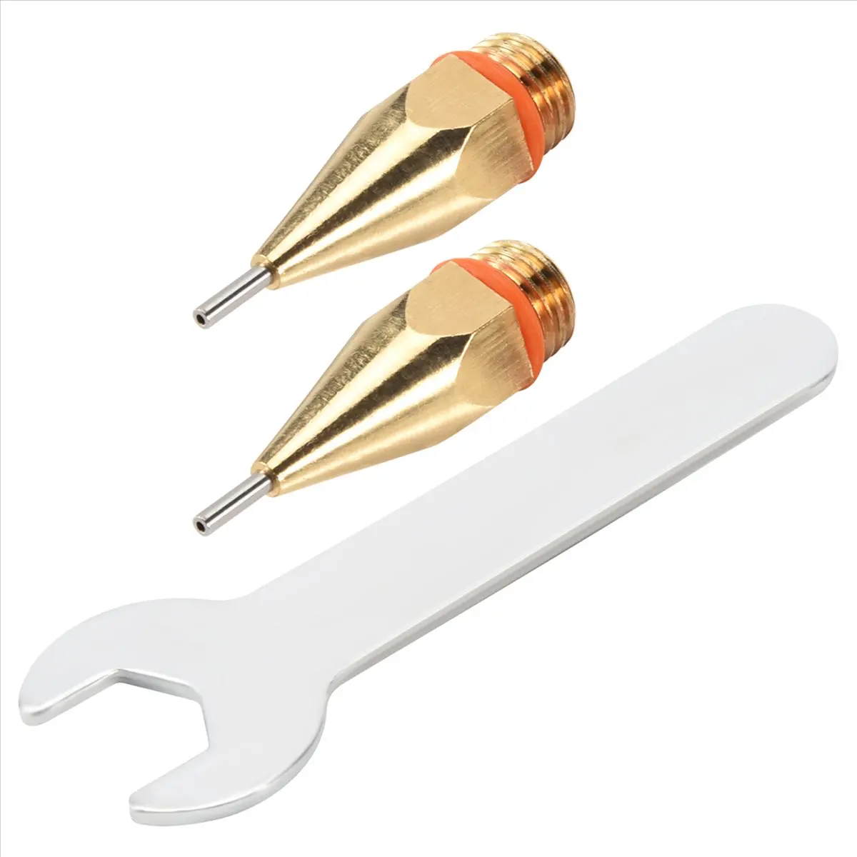 (WSFS) 2Pcs 1Mm 조리개 직경 핫멜트 접착제 노즐 1.0X40Mm 노즐 렌치가 있는 구리 노즐 교체 가능한 노즐 부품