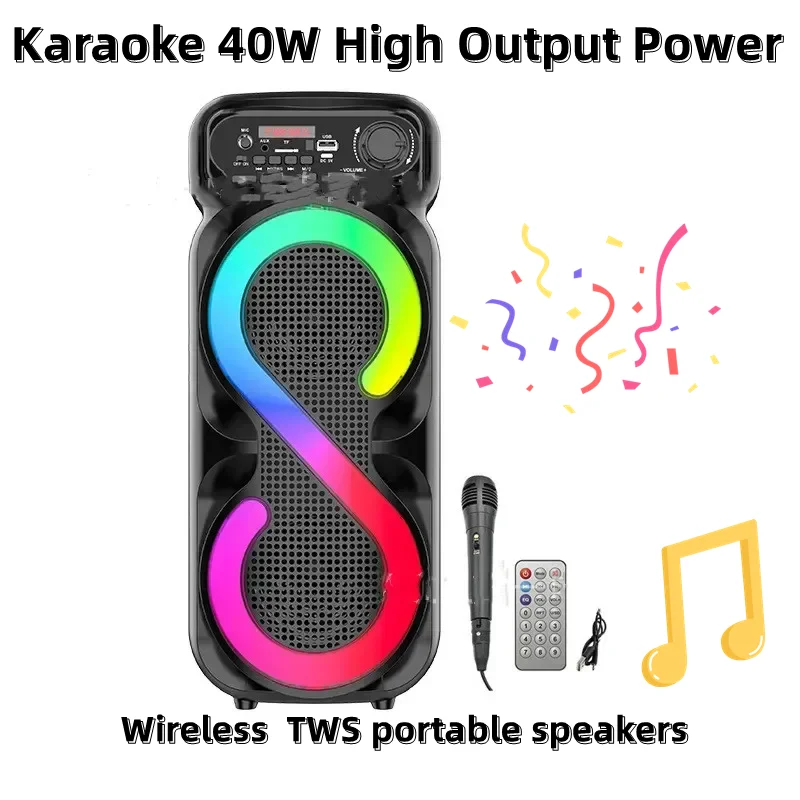 

HiFi Quality Bluetooth Speaker Outdoor Portable Music Center HiFi Stereo Subwoofer Karaoke Sound RGB Light Boom Box Caixa De Som