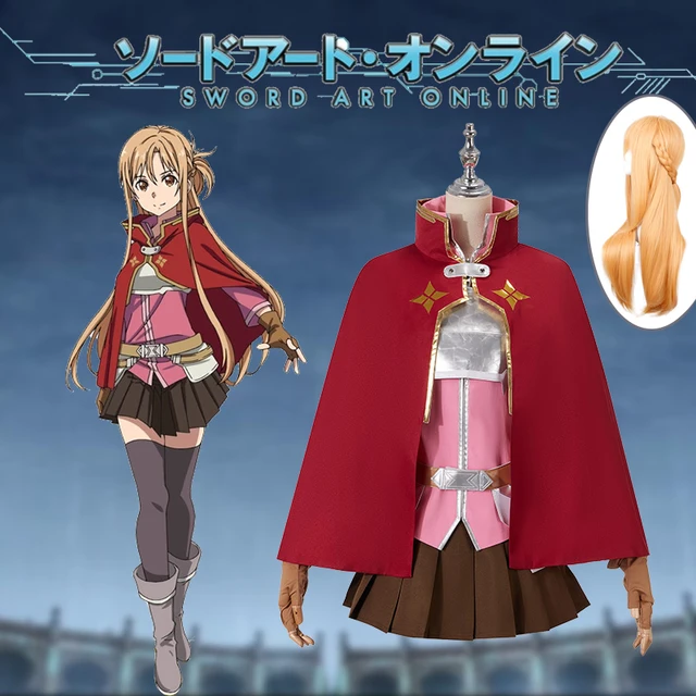 SAO Yuuki Asuna Cosplay Wig Anime Sword Art Online Progressive Asuna Yuki Cosplay Uniform Cloak Outfit Halloween Carnival Suit