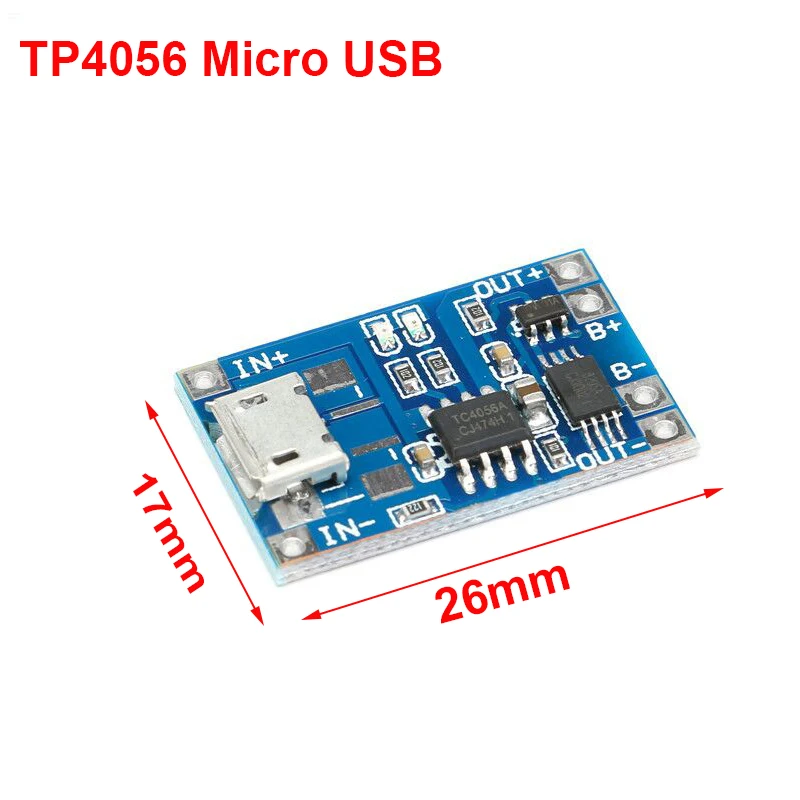 

10Pcs Micro USB 18650 TP4056 5V 1A Lithium Battery Charging Board with Protection Dual Functions 1A Li-ion Charger Module