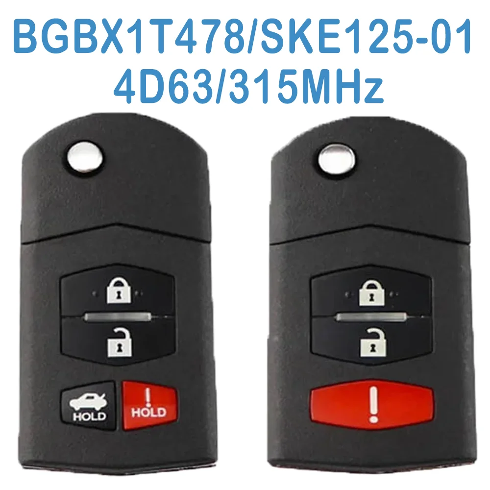 

2 шт./партия BGBX1T478 Авто Смарт-пульт 315 МГц 3/4B SKE125-01 4D63 чип заменить флип автомобильный брелок для Mazda CX-7 3 5 2009-2015